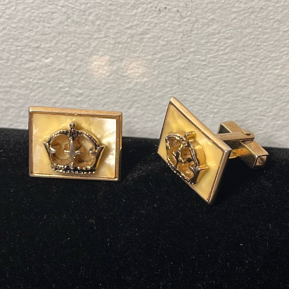 SWANK Gold Crown Cufflinks. Vintage